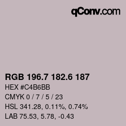 カラーコード: RGB 196.7 182.6 187 | qconv.com