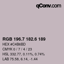 カラーコード: RGB 196.7 182.6 189 | qconv.com