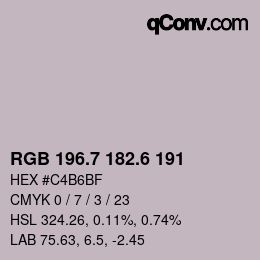 カラーコード: RGB 196.7 182.6 191 | qconv.com