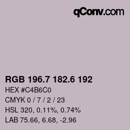 カラーコード: RGB 196.7 182.6 192 | qconv.com