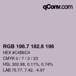 カラーコード: RGB 196.7 182.6 196 | qconv.com