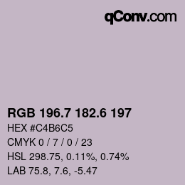 カラーコード: RGB 196.7 182.6 197 | qconv.com
