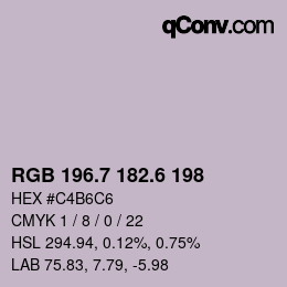 カラーコード: RGB 196.7 182.6 198 | qconv.com