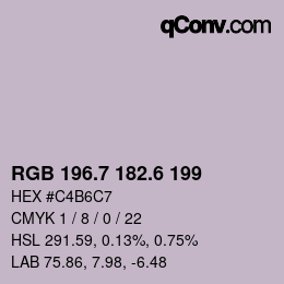 カラーコード: RGB 196.7 182.6 199 | qconv.com