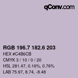カラーコード: RGB 196.7 182.6 203 | qconv.com
