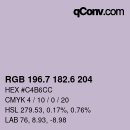 カラーコード: RGB 196.7 182.6 204 | qconv.com