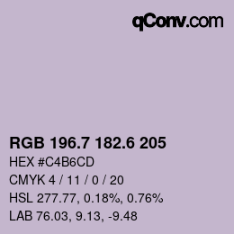 カラーコード: RGB 196.7 182.6 205 | qconv.com