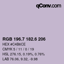 カラーコード: RGB 196.7 182.6 206 | qconv.com