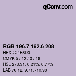 カラーコード: RGB 196.7 182.6 208 | qconv.com