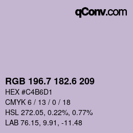 カラーコード: RGB 196.7 182.6 209 | qconv.com
