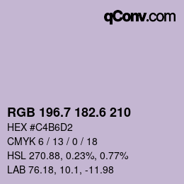 カラーコード: RGB 196.7 182.6 210 | qconv.com