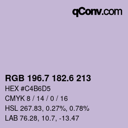 カラーコード: RGB 196.7 182.6 213 | qconv.com