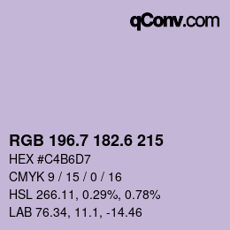 カラーコード: RGB 196.7 182.6 215 | qconv.com