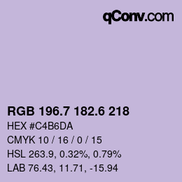 カラーコード: RGB 196.7 182.6 218 | qconv.com