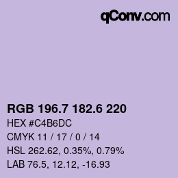 カラーコード: RGB 196.7 182.6 220 | qconv.com