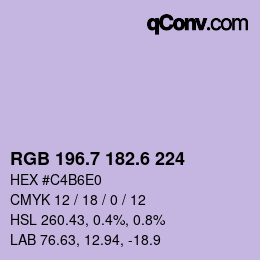 カラーコード: RGB 196.7 182.6 224 | qconv.com