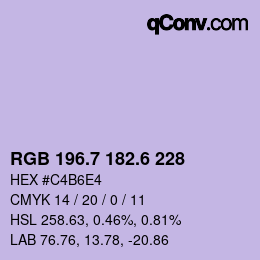カラーコード: RGB 196.7 182.6 228 | qconv.com
