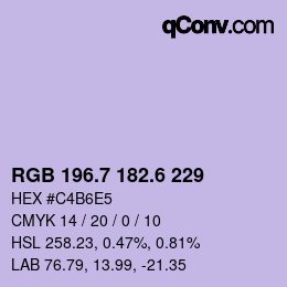 カラーコード: RGB 196.7 182.6 229 | qconv.com