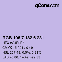 カラーコード: RGB 196.7 182.6 231 | qconv.com