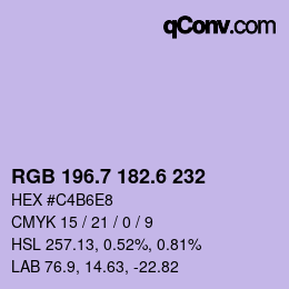 カラーコード: RGB 196.7 182.6 232 | qconv.com