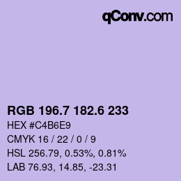 カラーコード: RGB 196.7 182.6 233 | qconv.com