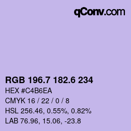 カラーコード: RGB 196.7 182.6 234 | qconv.com