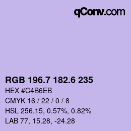カラーコード: RGB 196.7 182.6 235 | qconv.com