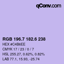 カラーコード: RGB 196.7 182.6 238 | qconv.com