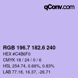 カラーコード: RGB 196.7 182.6 240 | qconv.com