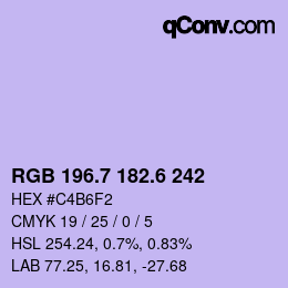 カラーコード: RGB 196.7 182.6 242 | qconv.com