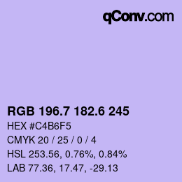 カラーコード: RGB 196.7 182.6 245 | qconv.com