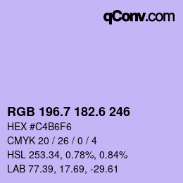 カラーコード: RGB 196.7 182.6 246 | qconv.com
