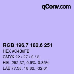 カラーコード: RGB 196.7 182.6 251 | qconv.com