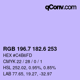 カラーコード: RGB 196.7 182.6 253 | qconv.com