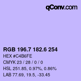 カラーコード: RGB 196.7 182.6 254 | qconv.com