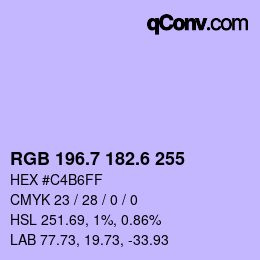 カラーコード: RGB 196.7 182.6 255 | qconv.com