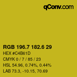 カラーコード: RGB 196.7 182.6 29 | qconv.com