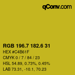 カラーコード: RGB 196.7 182.6 31 | qconv.com