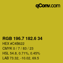 カラーコード: RGB 196.7 182.6 34 | qconv.com