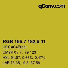 カラーコード: RGB 196.7 182.6 41 | qconv.com