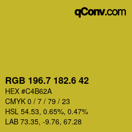 カラーコード: RGB 196.7 182.6 42 | qconv.com