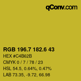 カラーコード: RGB 196.7 182.6 43 | qconv.com