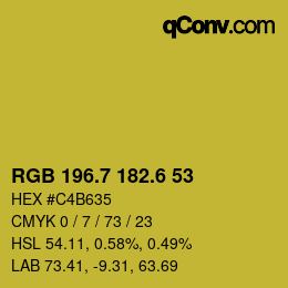 カラーコード: RGB 196.7 182.6 53 | qconv.com