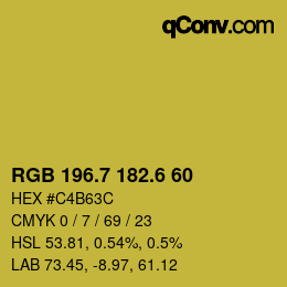 カラーコード: RGB 196.7 182.6 60 | qconv.com