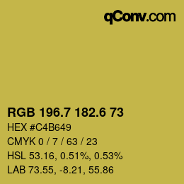 カラーコード: RGB 196.7 182.6 73 | qconv.com