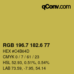 カラーコード: RGB 196.7 182.6 77 | qconv.com
