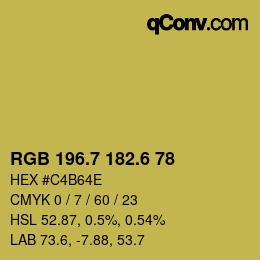 カラーコード: RGB 196.7 182.6 78 | qconv.com