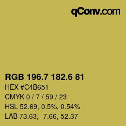 カラーコード: RGB 196.7 182.6 81 | qconv.com