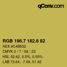 カラーコード: RGB 196.7 182.6 82 | qconv.com