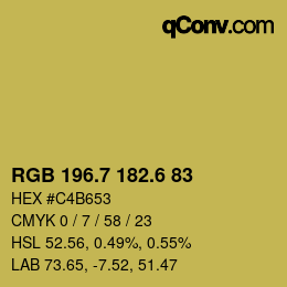 カラーコード: RGB 196.7 182.6 83 | qconv.com